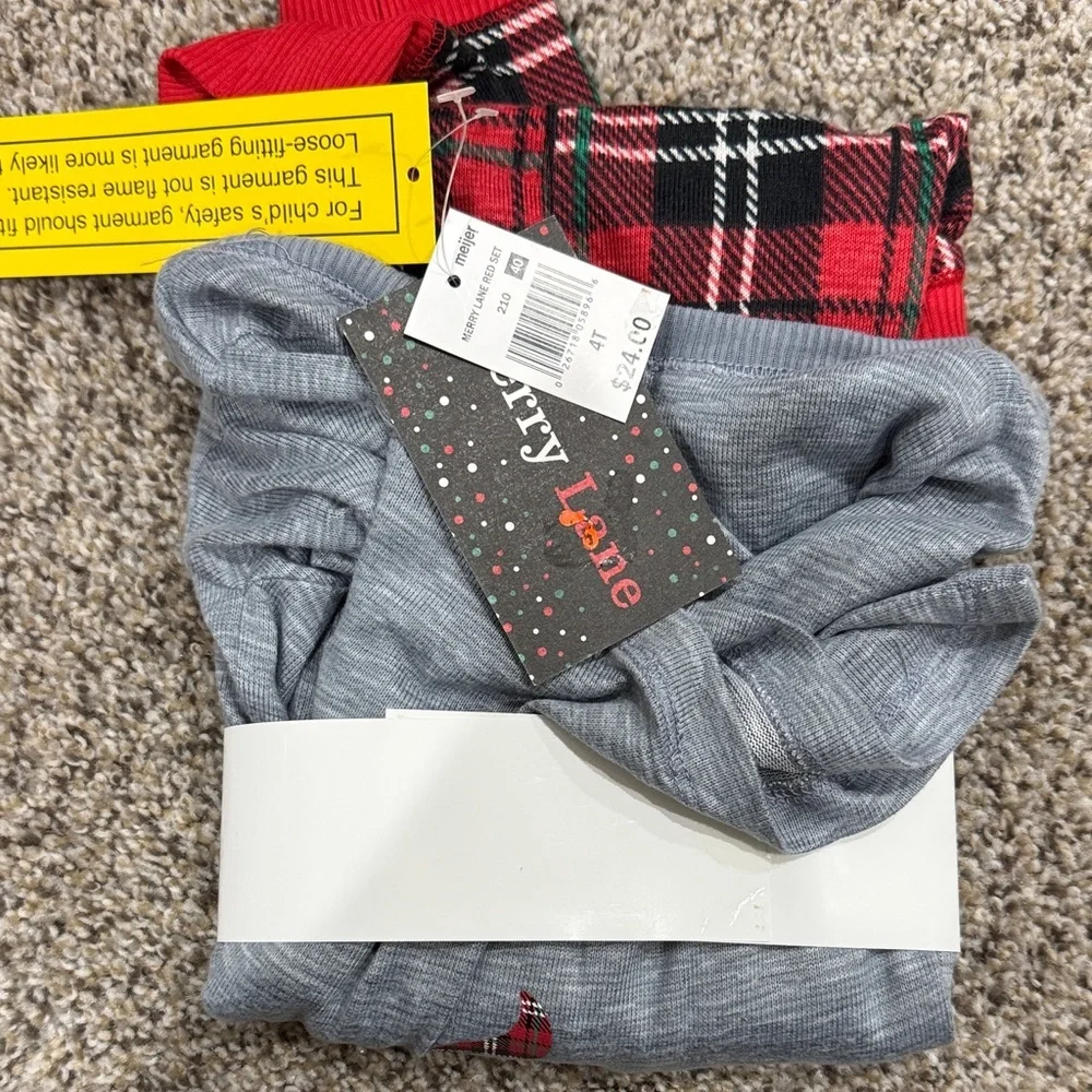 Toddler 2-Piece Pajama Set - Gray & Red Plaid (4T)
